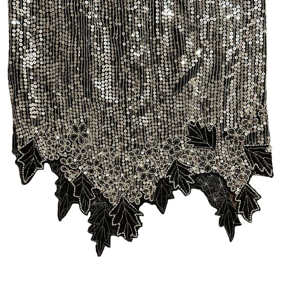 GUNIT Vintage Black/Silver Sequin Pearl Silk Skirt S - Picture 3 of 12